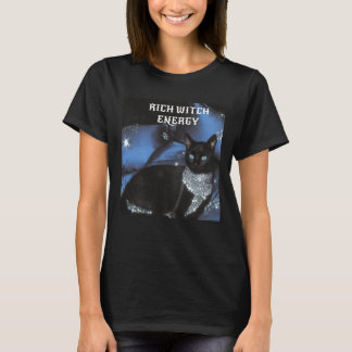 Halloween rik häxa energi svart katt glamour t shirt