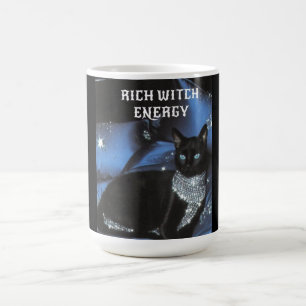 Halloween Rik Häxa Energi Svart Katt Häxig Mugg