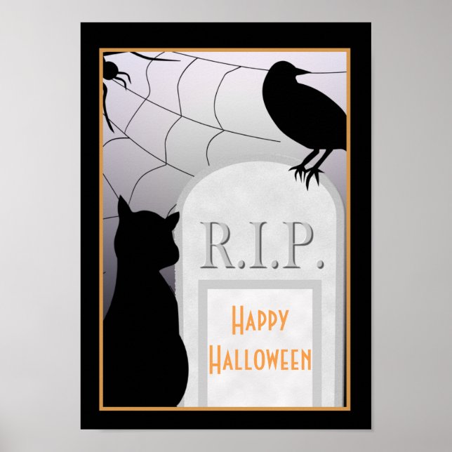 Halloween RIP Gravsten Cat Poster (Framsidan)