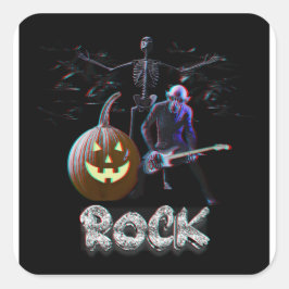 Halloween Rock 3D Fyrkantigt Klistermärke