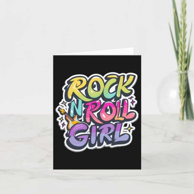 Halloween Rock N Roll Girl Retro Costume Graffiti Kort (Framsida)