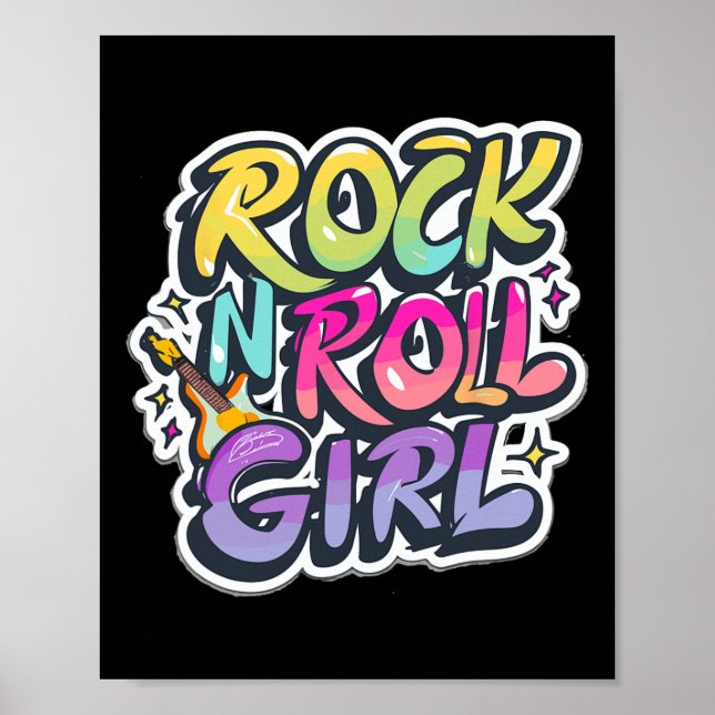 Halloween Rock N Roll Girl Retro Costume Graffiti Poster (Framsidan)