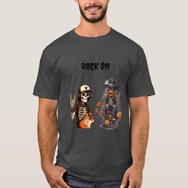 Halloween rock on t shirt (Framsida)