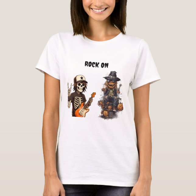 Halloween rock on t shirt (Framsida)