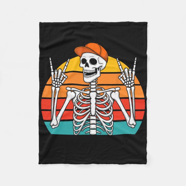 Halloween Rocker Skeleton Cap Coola Punk Sten Mana Fleecefilt (Framsidan)