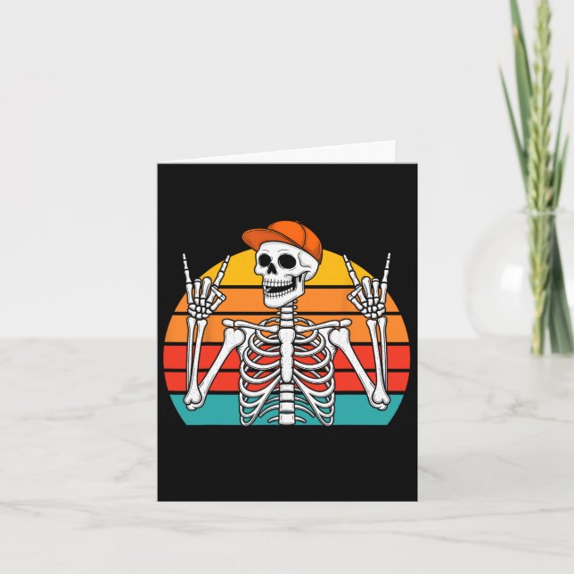 Halloween Rocker Skeleton Cap Coola Punk Sten Mana Kort (Framsida)