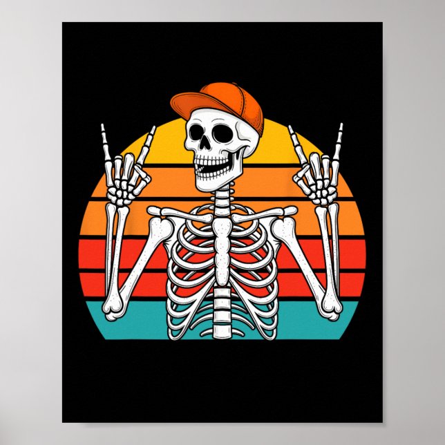 Halloween Rocker Skeleton Cap Coola Punk Sten Mana Poster (Framsidan)