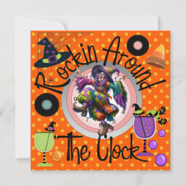 Halloween Rockin' runt Klock Party Inbjudningar