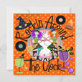 Halloween Rockin' runt Klock Party Inbjudningar