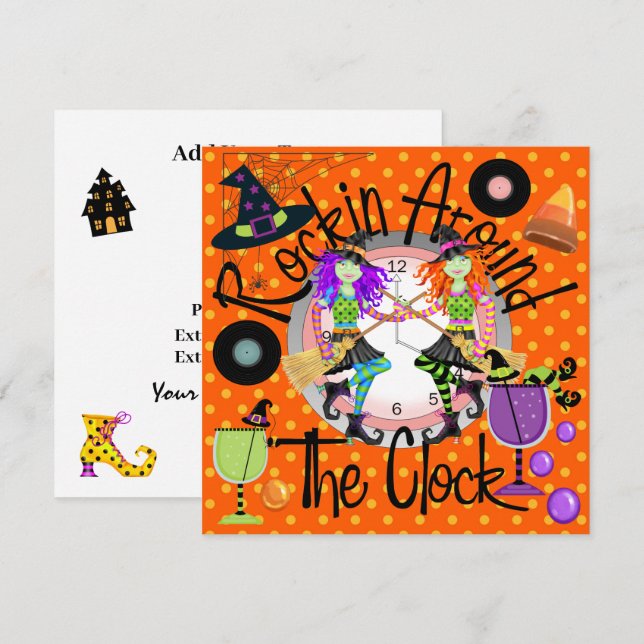 Halloween Rockin runt klockan Inbjudningar (Fram/baksida)