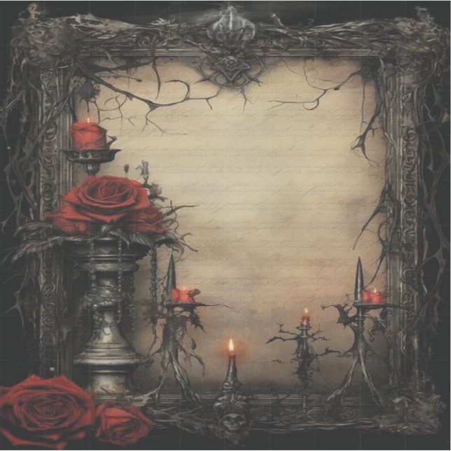 Halloween röd ros med ljus klistermärken (Framsida)