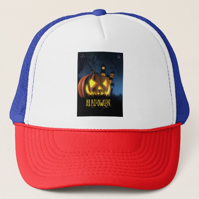 Halloween röd/vit/blå hatt keps (Framsida)