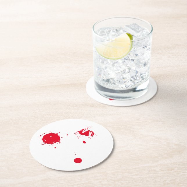 Halloween-röda blodsblodiga, läskigt skådespel underlägg papper rund (Insitu)