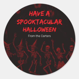 Halloween röda skelett runt klistermärke