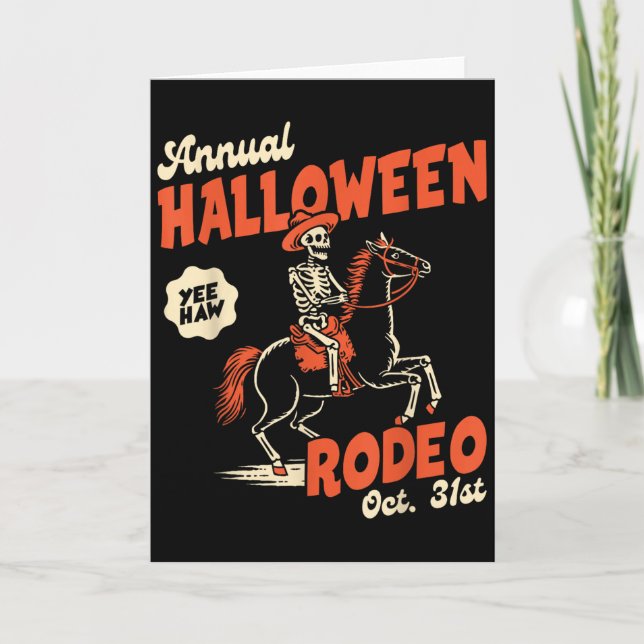 Halloween Rodeo Horse Western Cowboy Fall Autumn S Kort (Framsida)