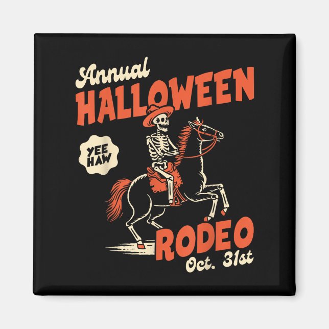 Halloween Rodeo Horse Western Cowboy Fall Autumn S Magnet (Framsidan)