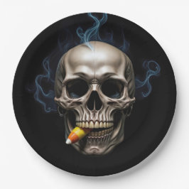 Halloween Rökande Dödskalle Bitande Majskorn
