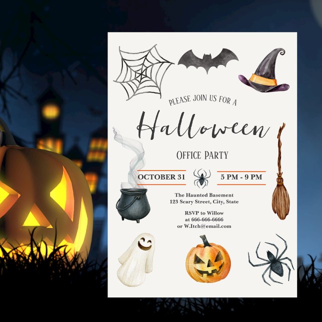 Halloween Rolig Årlig Kontorsfest Inbjudningar (Skapare uppladdad)