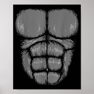 Halloween Rolig Gorilla Apa Buk Mage Bröst Kostym Poster