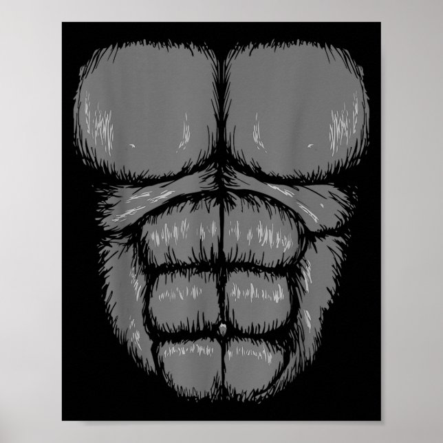 Halloween Rolig Gorilla Apa Buk Mage Bröst Kostym Poster (Framsidan)