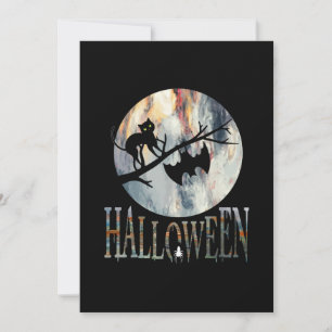Halloween Rolig Katt Halloween Födelsedag Inbjudningar