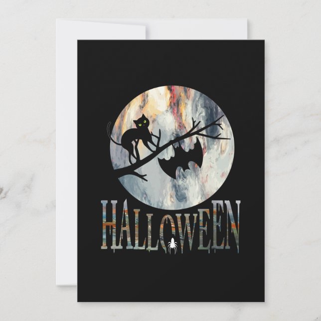 Halloween Rolig Katt Halloween Födelsedag Inbjudningar (Framsida)