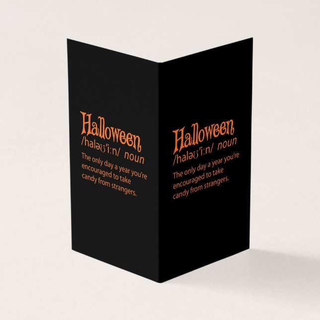 Halloween Rolig Ordboksdefinition Kort (Utsida)