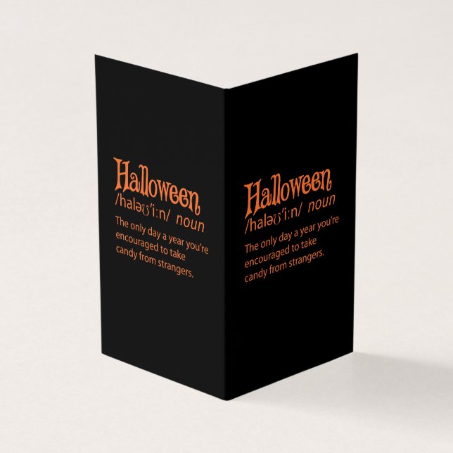 Halloween Rolig Ordboksdefinition Kort (Utsida)