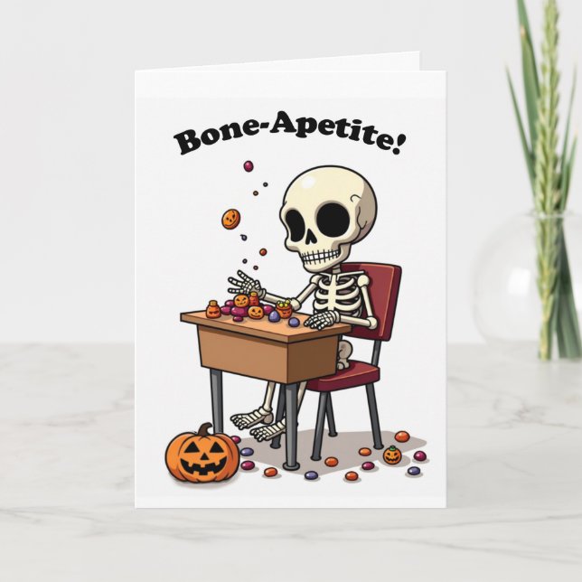 Halloween Rolig Skelett För Vem Som Helst Ben-apti Kort (Framsida)