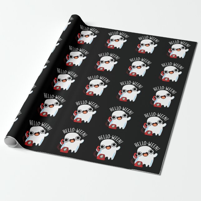 Halloween Rolig Spök Puns Mörk BG Presentpapper (Utrullad)