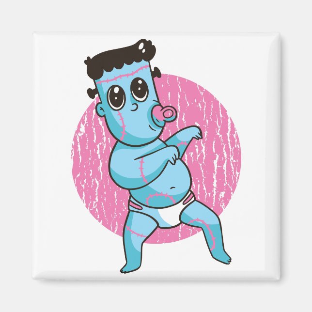 Halloween Rolig Zombie Monster - Baby Frankenstein Magnet (Framsidan)