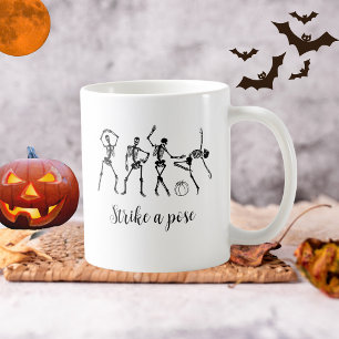 Halloween Roliga Dansande Skelett Ställer Upp Sig Kaffemugg