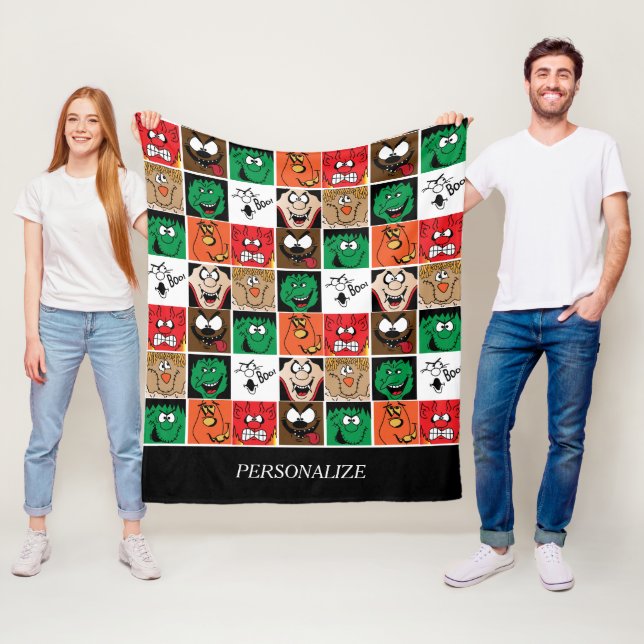 Halloween Roligt Ansikte Fleecefilt (På plats)