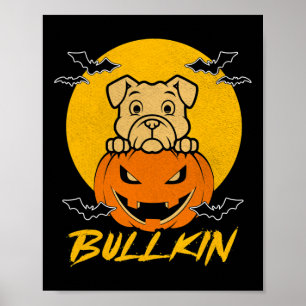 Halloween Roligt Bulldog Halloween Pumpkin Costume Poster