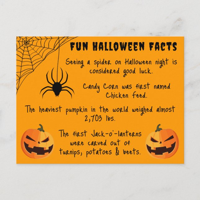 Halloween Roligt Facts Vykort (Framsida)