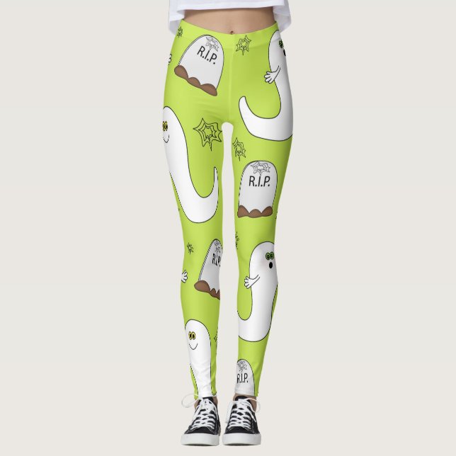 Halloween Roligt Ghost Leggings (Framsida)