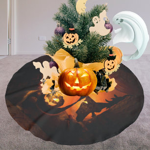 Halloween-Roligt med pumpor, Ghost och Witches Julgransmatta Borstad Polyester