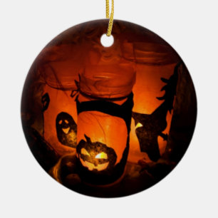 Halloween-Roligt med pumpor, Ghost & Witches, ZSSG Julgransprydnad Keramik