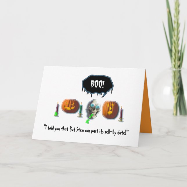 Halloween Roligt-Spy skalle+Pumpor Kort (Framsida)