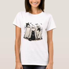 Halloween Roligt T-Shirt - Ghost och Svarta katter