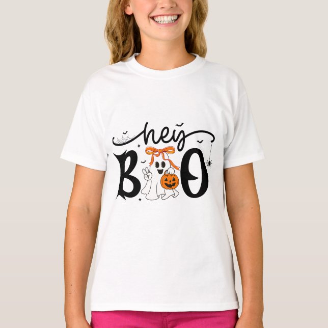 Halloween Roligt T-Shirt - Hej Boo (Framsida)