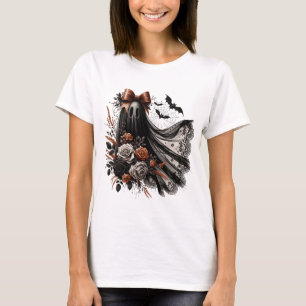 Halloween Roligt T-Shirt - Snöre Ghost - Blk3 - Fa