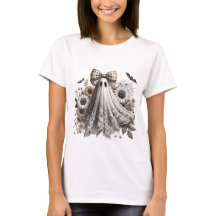 Halloween Roligt T-Shirt - Snöre Ghost - Wht2 - Fa