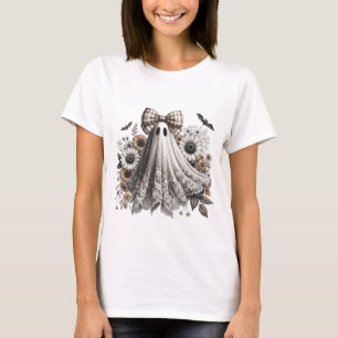 Halloween Roligt T-Shirt - Snöre Ghost - Wht2 - Fa