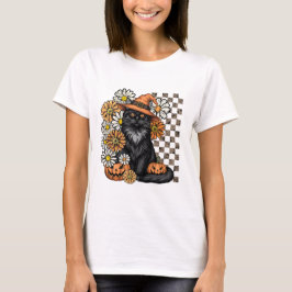 Halloween Roligt T-Shirt - svart katt