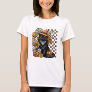 Halloween Roligt T-Shirt - svart katt
