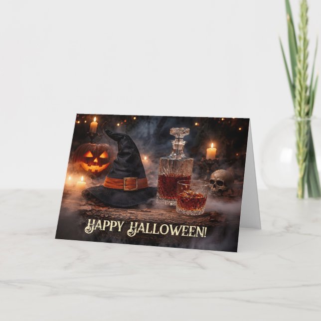 Halloween Roligt Whiskey Skål  Kort (Framsida)