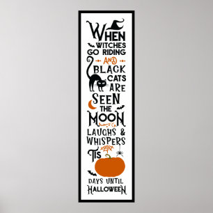 Halloween-Roligt Witches Ride Svarta katter Seen Poster