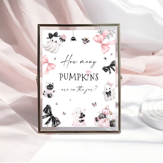 Halloween Rosa Baby Shower gissar hur många pumpor Poster (Skapare uppladdad)