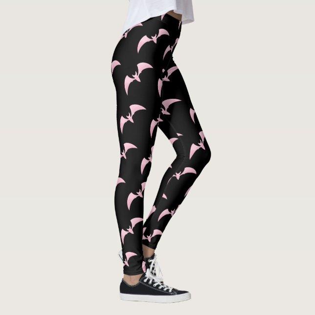 Halloween Rosa Fladdermöss Mönster Leggings (Höger)